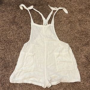 Aerie White Tie Overalls